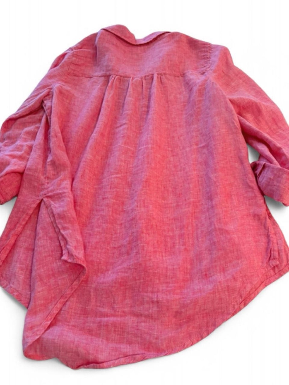 Sigrid Olsen pink 100% linen button up top/shirt. Size Xs - Picture 3 of 4